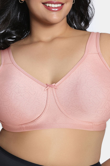 Zivame True Curv Jacquard Single Layered Non Wired Full Coverage Super Support Bra - Dusty Pink — image 4
